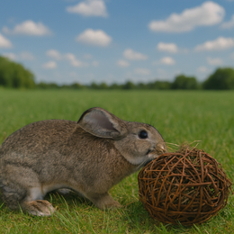 Rabbit Luna with the CUNIPIC Hay Ball