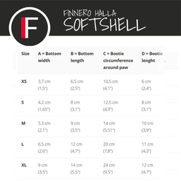 Halla softshell booties size chart