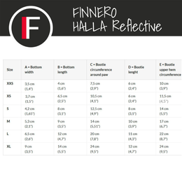HALLA Reflective size chart